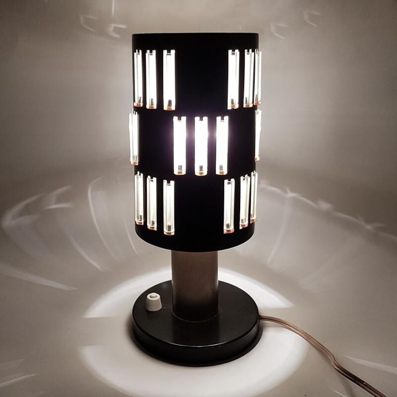 Vintage glass and metal table lamp by Schmahl and Schulz, 1960