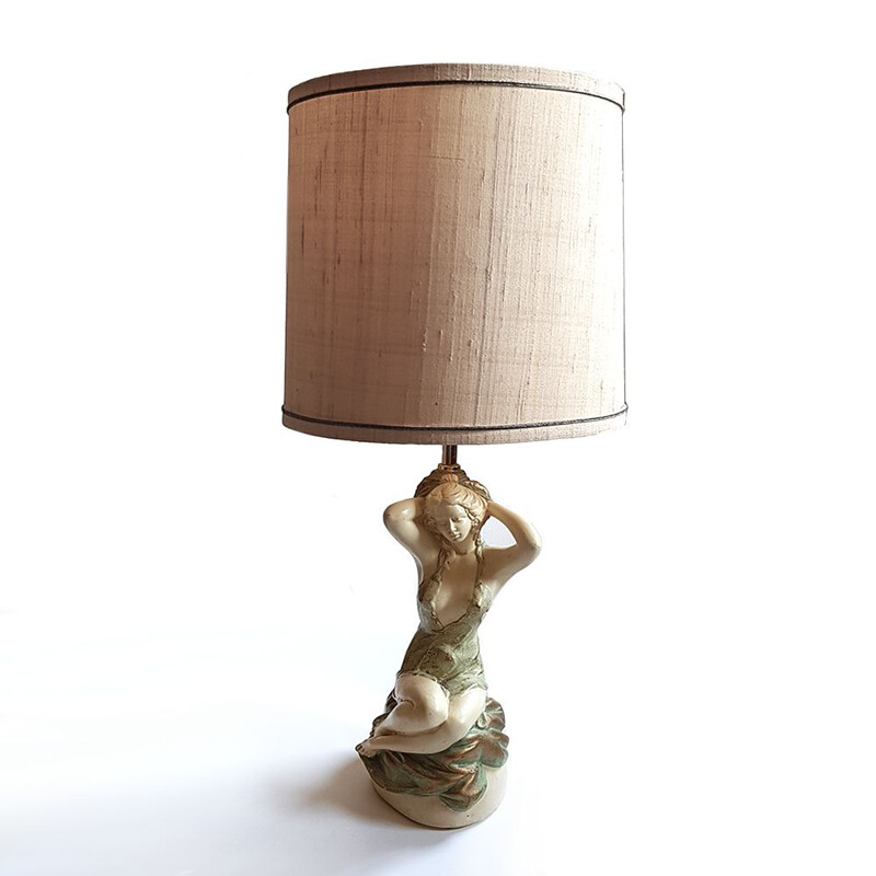 Vintage Chalkware Sculpture Table Lamp, 1950s