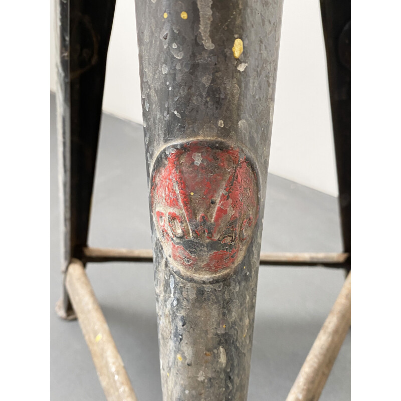 Tabouret vintage en métal et bois de Robert Wagner, 1930