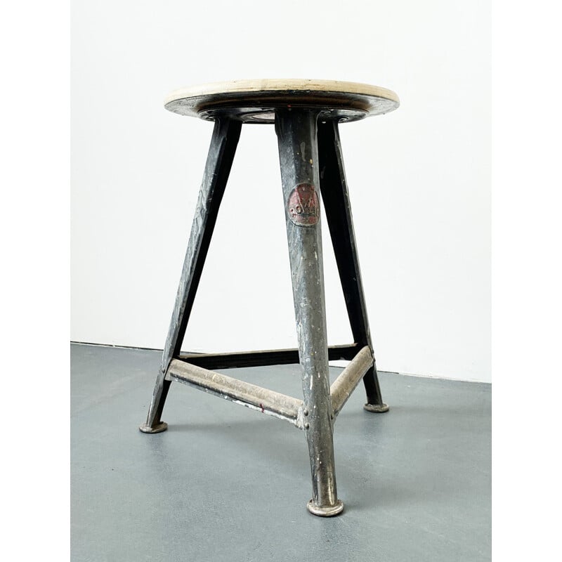 Vintage Metal and Wood Stool by Robert Wagner, 1930s