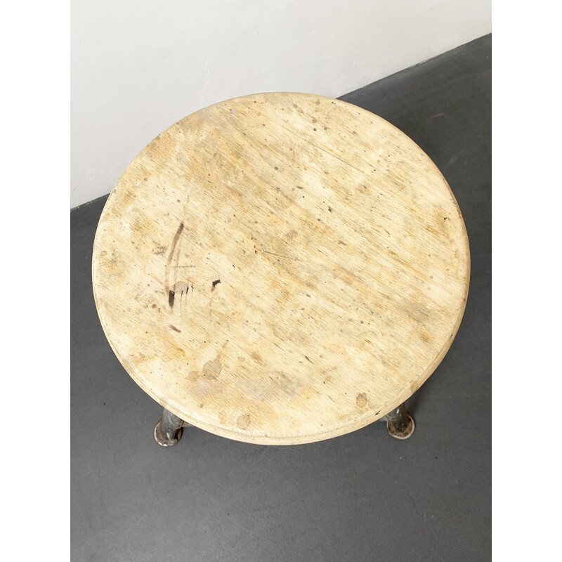 Vintage Metal and Wood Stool by Robert Wagner, 1930s