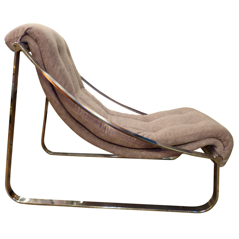 Vintage chromed metal lounge chair - 1970s