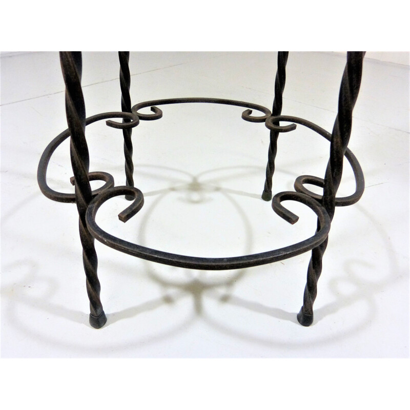 Set of 4 vintage wrought iron bar stools, 1950s