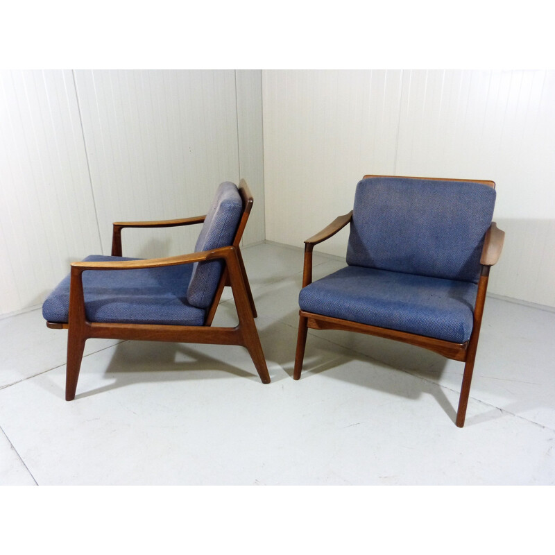 Set of 2 vintage teak danish easy chairs 1960