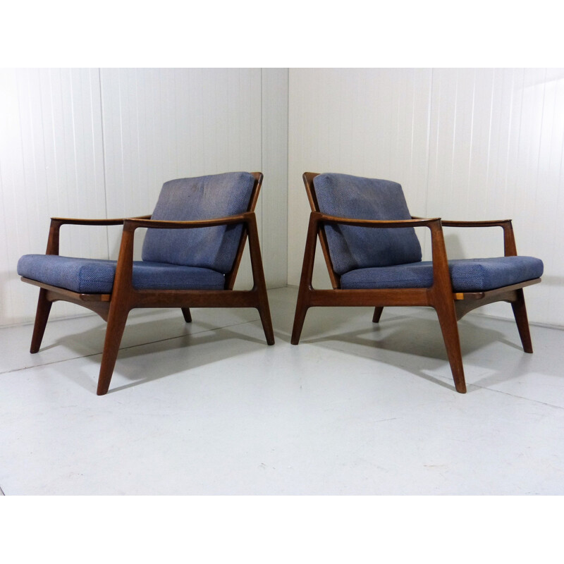 Set of 2 vintage teak danish easy chairs 1960