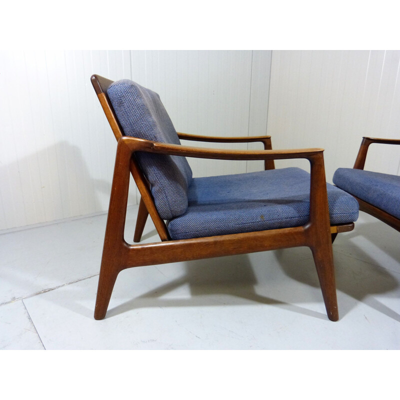 Set of 2 vintage teak danish easy chairs 1960