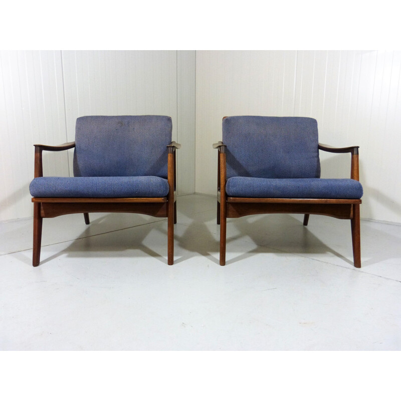 Set of 2 vintage teak danish easy chairs 1960