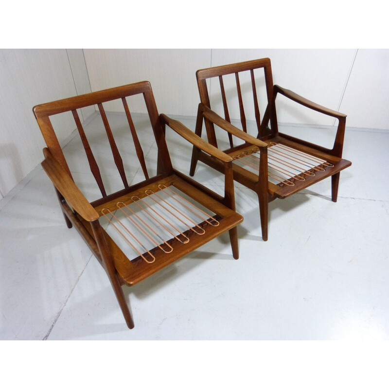 Set of 2 vintage teak danish easy chairs 1960