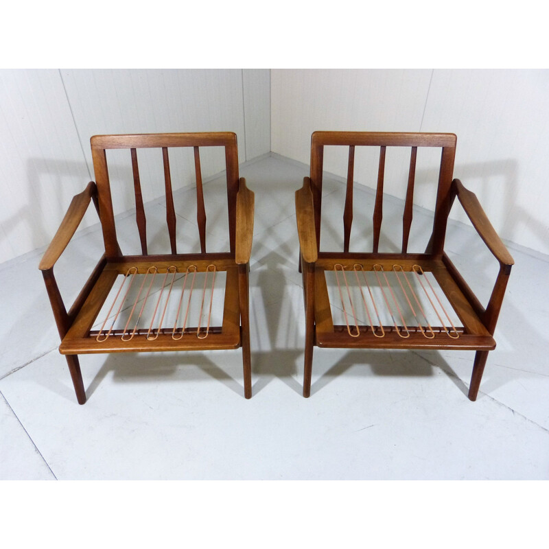 Set of 2 vintage teak danish easy chairs 1960