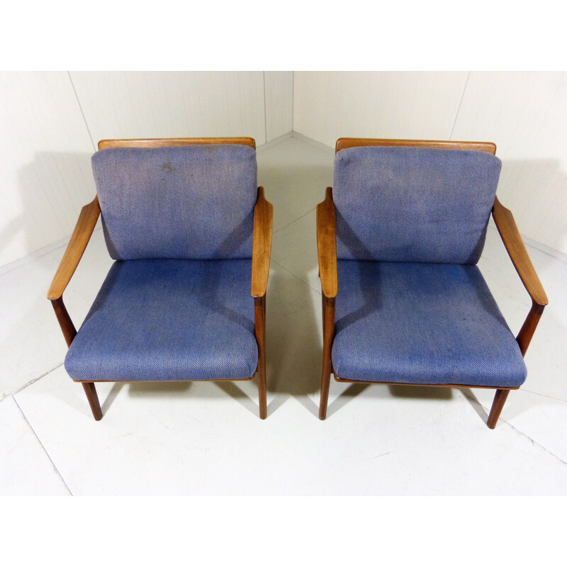 Set of 2 vintage teak danish easy chairs 1960