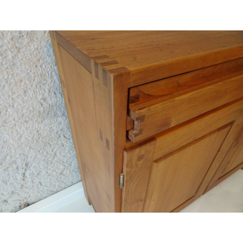 Vintage R07 sideboard in solid elm by Pierre Chapo