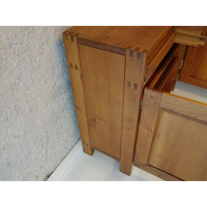 Vintage R07 sideboard in solid elm by Pierre Chapo