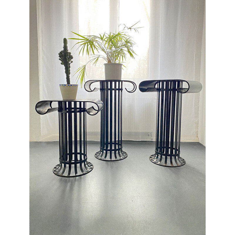 Vintage set of flower stands in wrought Iron from a castle park, France, 1930s-1950s