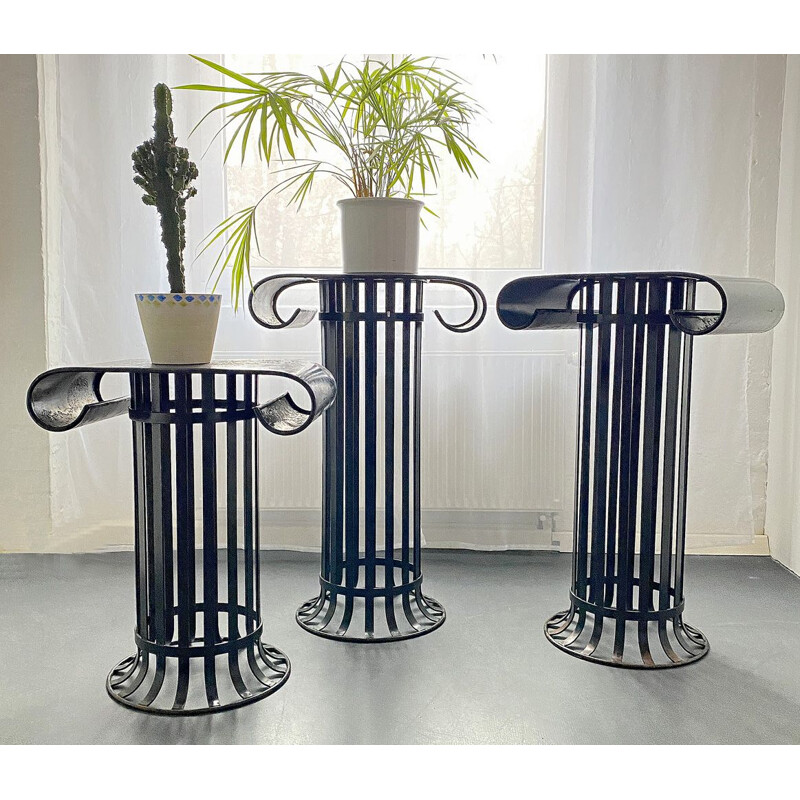 Vintage set of flower stands in wrought Iron from a castle park, France, 1930s-1950s