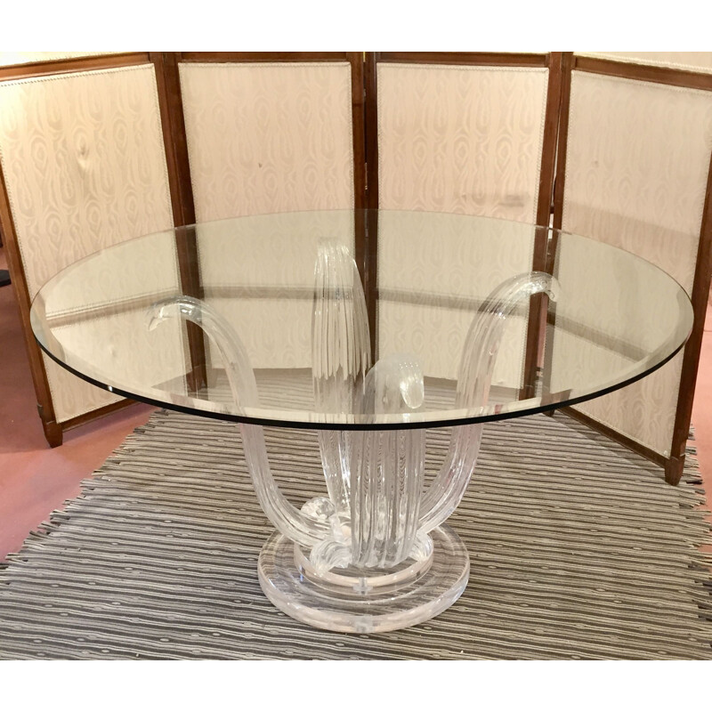 Table à repas vintage avec piétement plexiglas