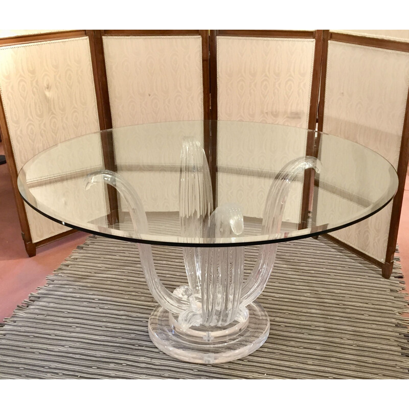 Vintage dining table with Plexiglas base