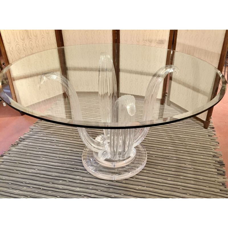 Vintage dining table with Plexiglas base