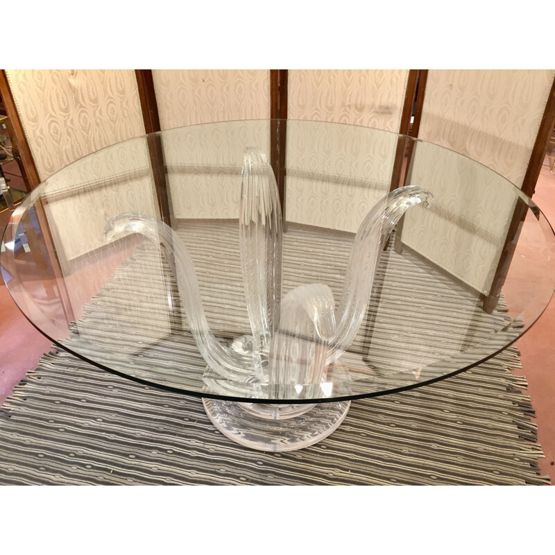 Vintage dining table with Plexiglas base