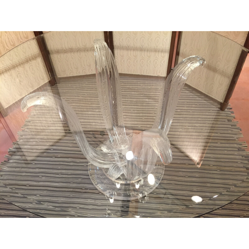 Vintage dining table with Plexiglas base