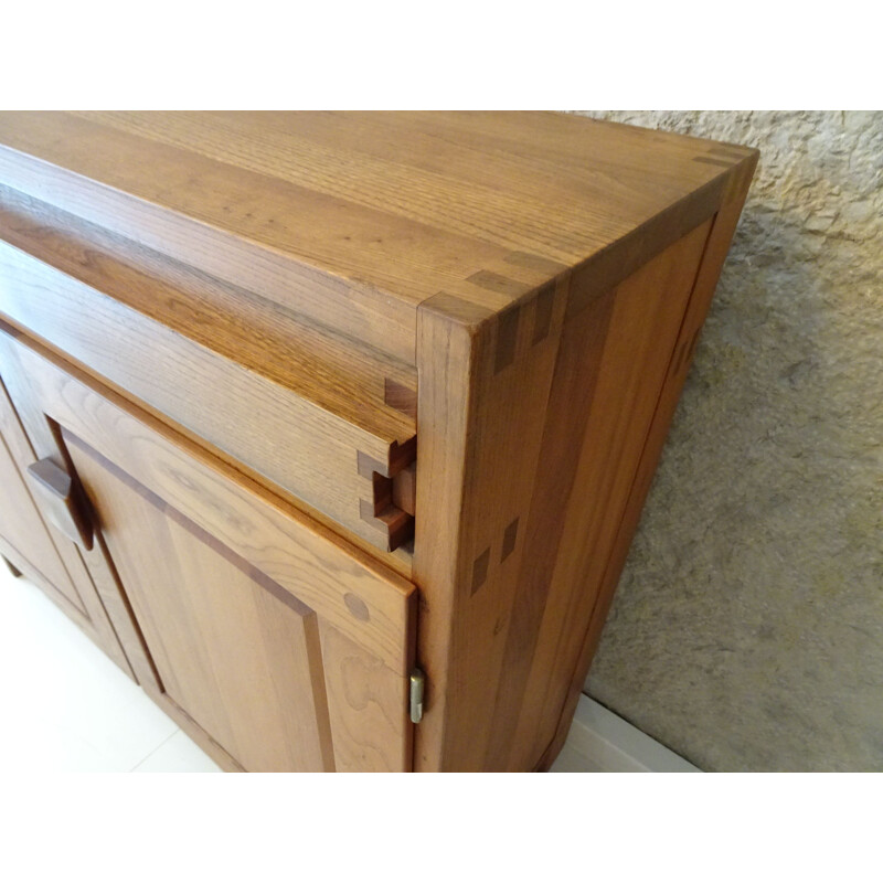 Vintage R07 sideboard in solid elm by Pierre Chapo