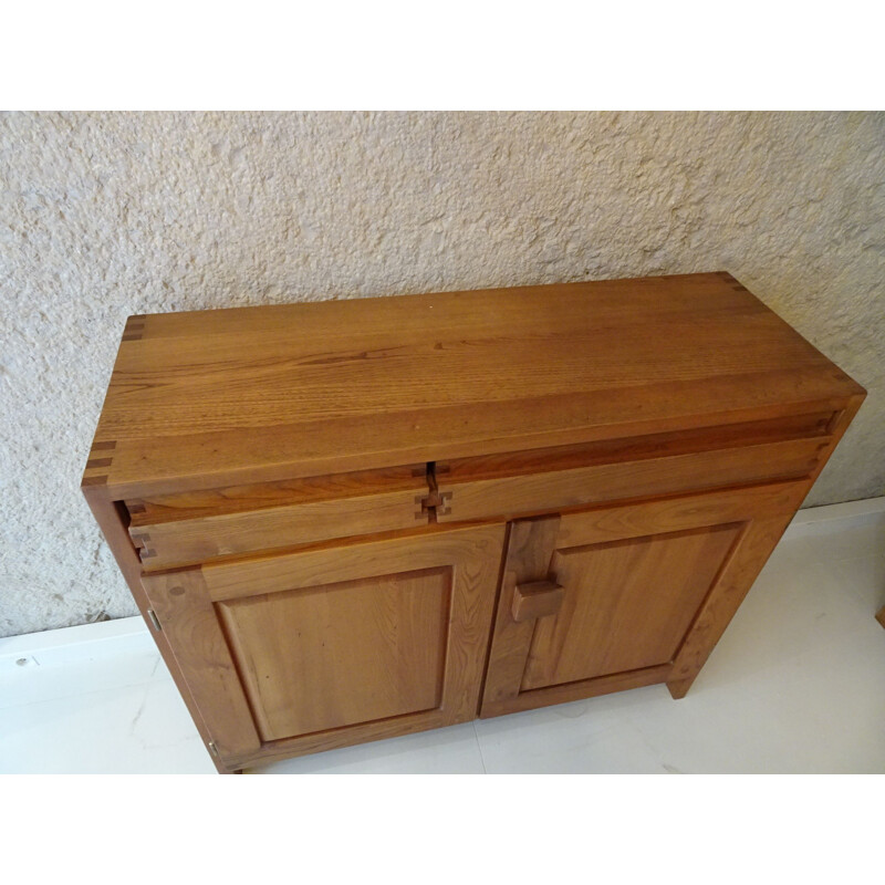 Vintage R07 sideboard in solid elm by Pierre Chapo