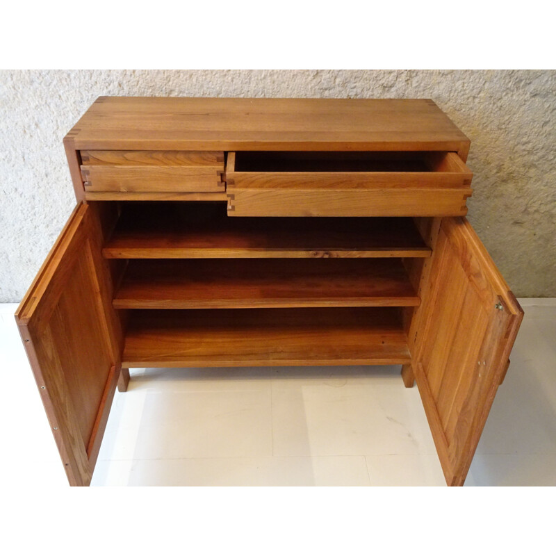 Vintage R07 sideboard in solid elm by Pierre Chapo