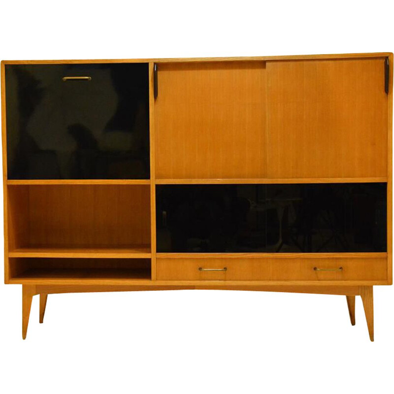 Vintage ash bookcase by Charles Ramos, France, 1960s