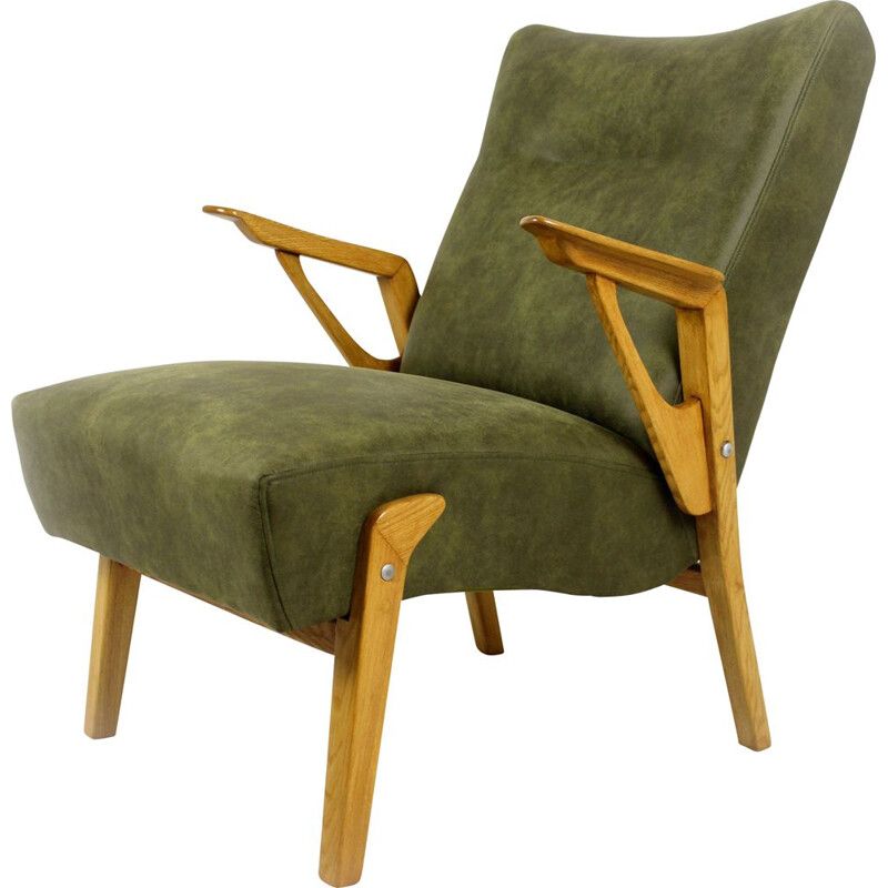 Vintage essenhouten fauteuil, 1960