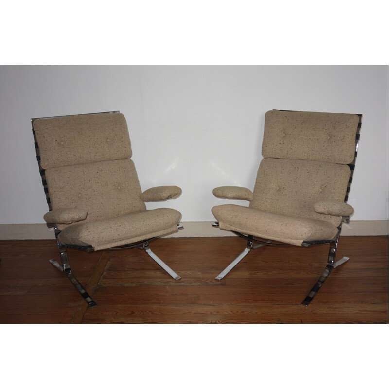 Pair of Olivier Mourgue's vintage Joker armchairs for Airborne from 1964