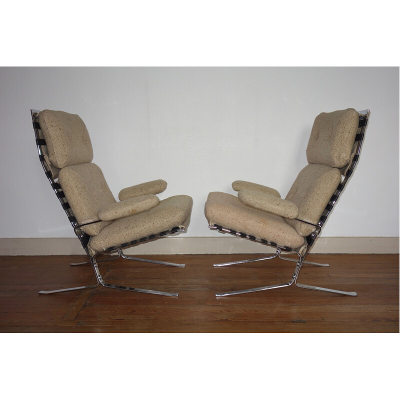 Pair of Olivier Mourgue's vintage Joker armchairs for Airborne from 1964