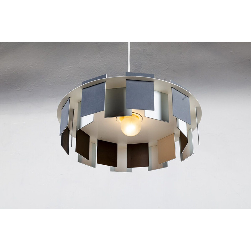 Vintage Danish grey and white metal pendant lamp, 1960