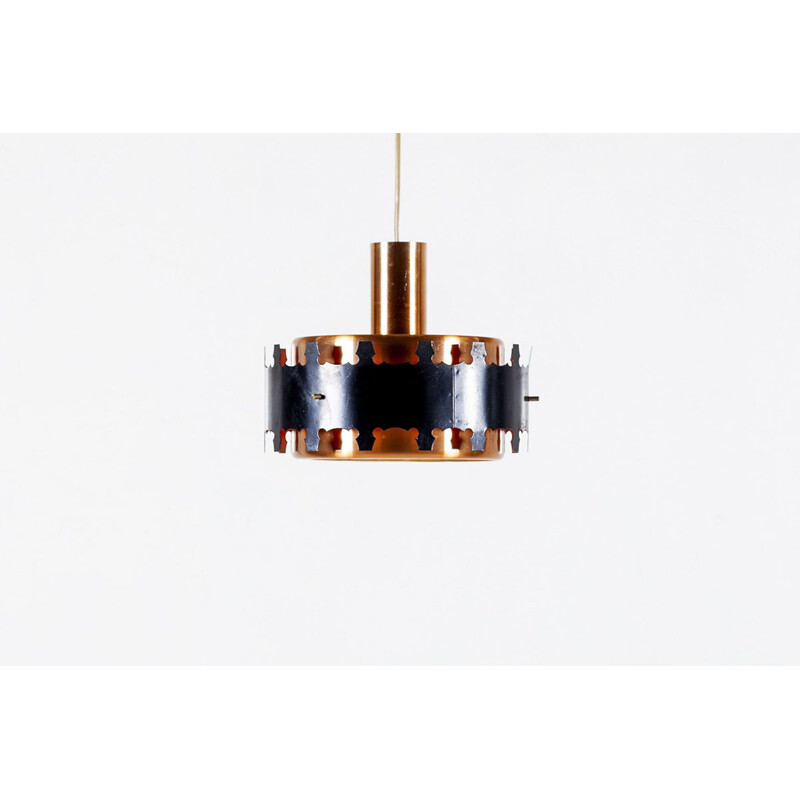 Vintage Danish brass and metal pendant lamp by Werner Schou for Coronell Elektro, 1960