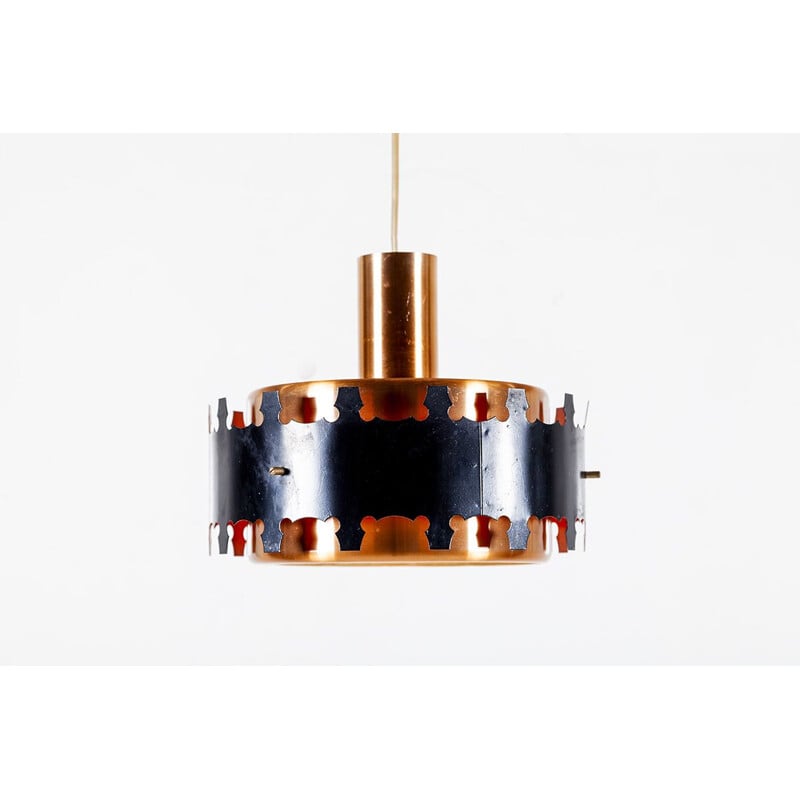 Vintage Danish brass and metal pendant lamp by Werner Schou for Coronell Elektro, 1960