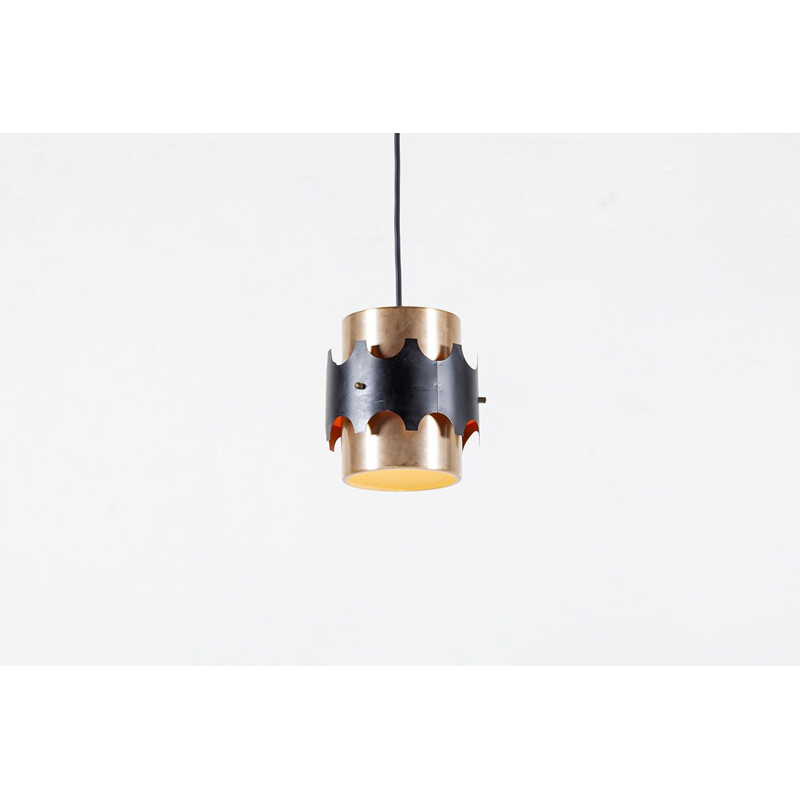 Vintage copper and metal pendant lamp by Werner Schou for Coronell, Denmark 1960