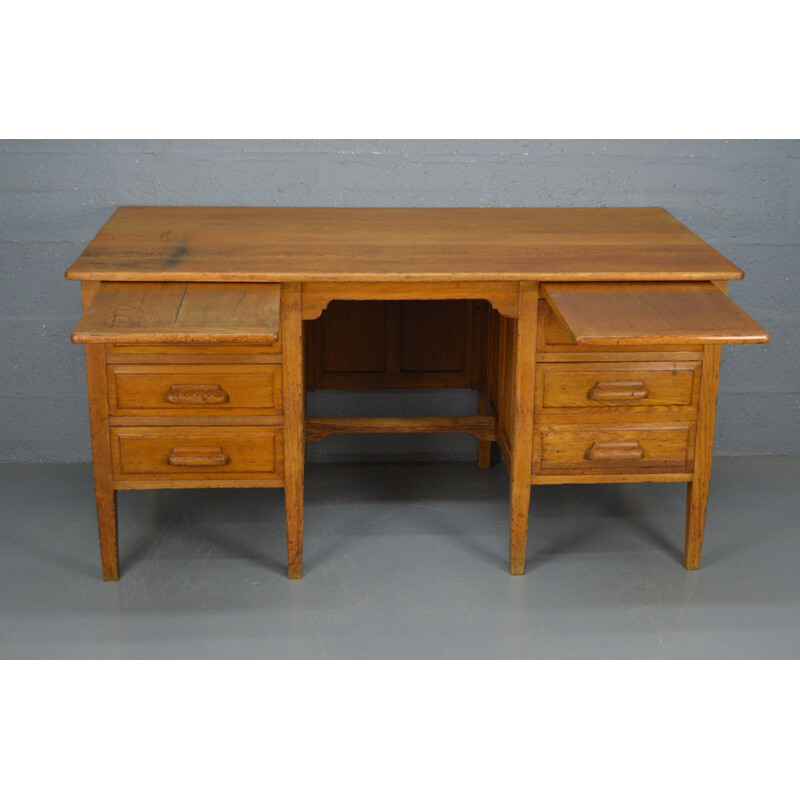 Bureau vintage en chêne massif, Royaume-Uni, 