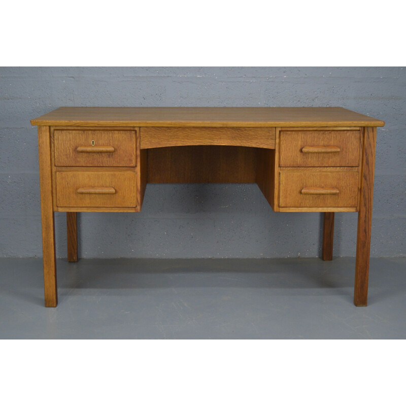 Vintage oak desk with 4 drawers, United Kingdom