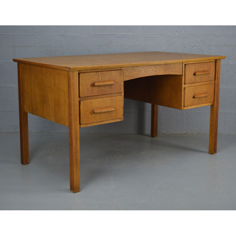 Vintage oak desk with 4 drawers, United Kingdom