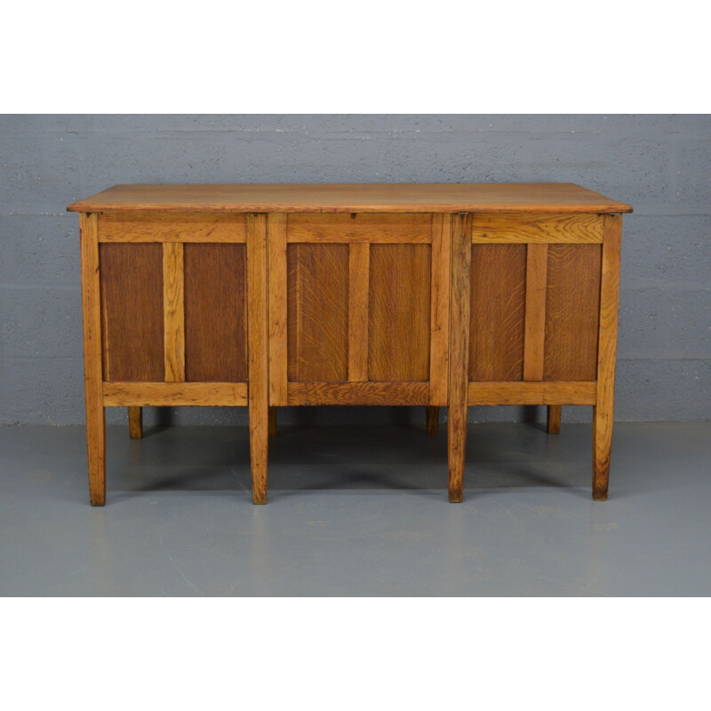 Vintage oak desk with brass handles, United Kingdom