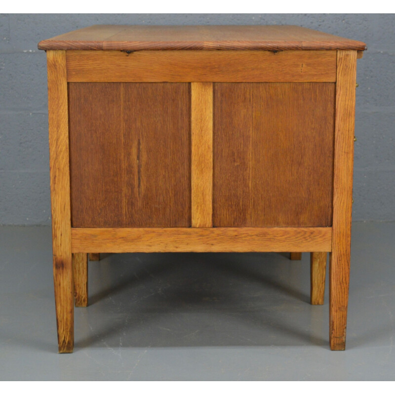 Vintage oak desk with brass handles, United Kingdom