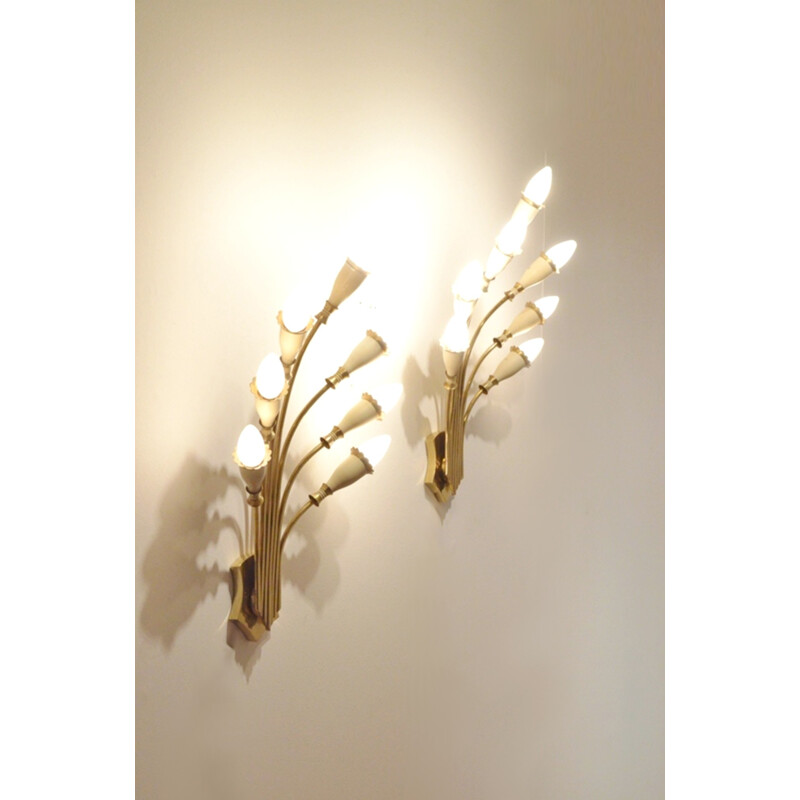 Pair of Italian wall sconces in brass - 1950s