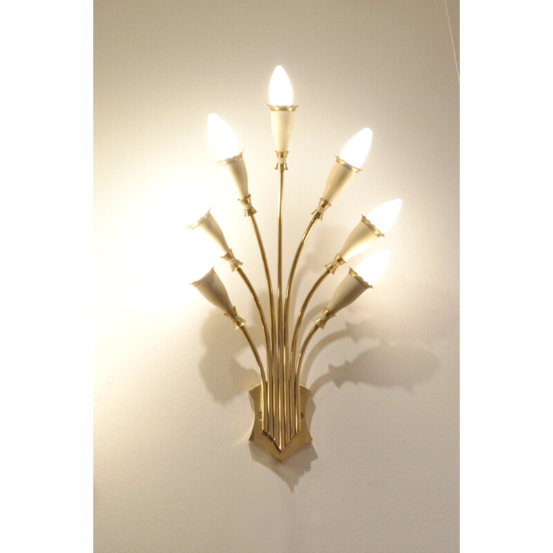 Pair of Italian wall sconces in brass - 1950s