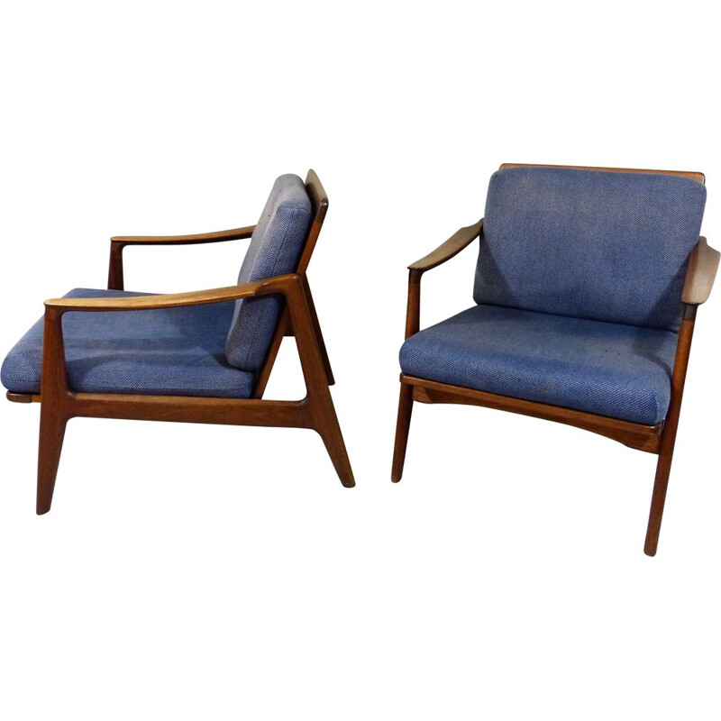 Set of 2 vintage teak danish easy chairs 1960