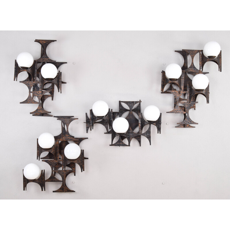 Composition of Four Great Brutalist Sculpture Wall Sconces by Marc Weinstein