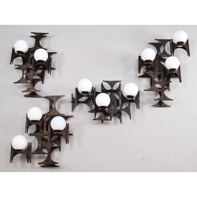 Composition of Four Great Brutalist Sculpture Wall Sconces by Marc Weinstein