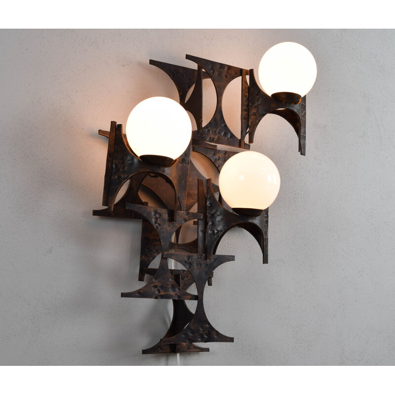 Composition of Four Great Brutalist Sculpture Wall Sconces by Marc Weinstein