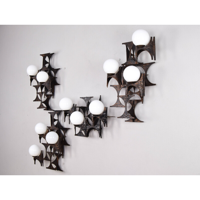 Composition of Four Great Brutalist Sculpture Wall Sconces by Marc Weinstein