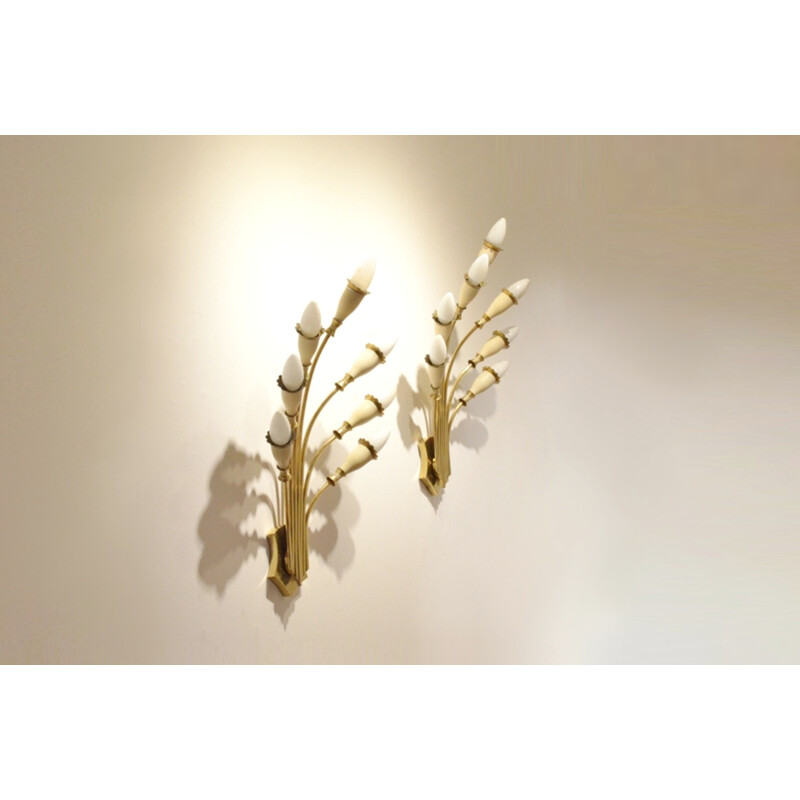 Pair of Italian wall sconces in brass - 1950s