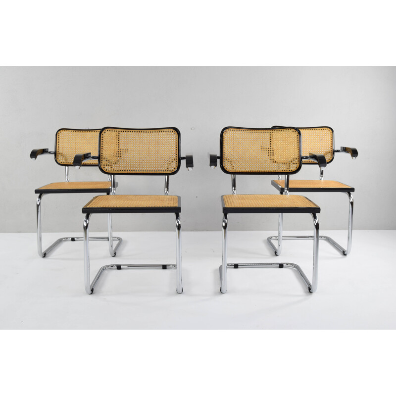 Set of 4 vintage B64 Cesca chairs by Marcel Breuer, Italy, 1970