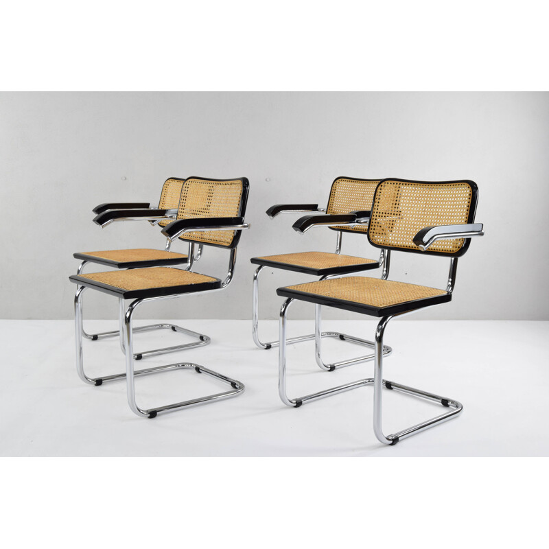 Ensemble de 4 chaises vintage B64 Cesca de Marcel Breuer, Italie, 1970