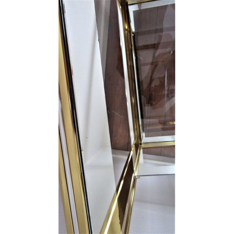 Vintage bookcase in chromed metal and gold Italian design Hollywood regency style 1970